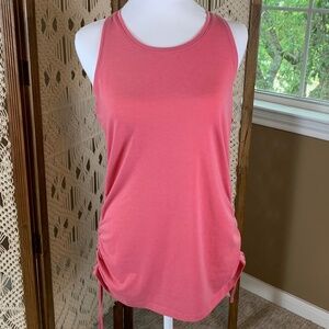 ATHLETA ENCORE RACERBACK RUCHED ROSE PINK TANK size medium adjustable